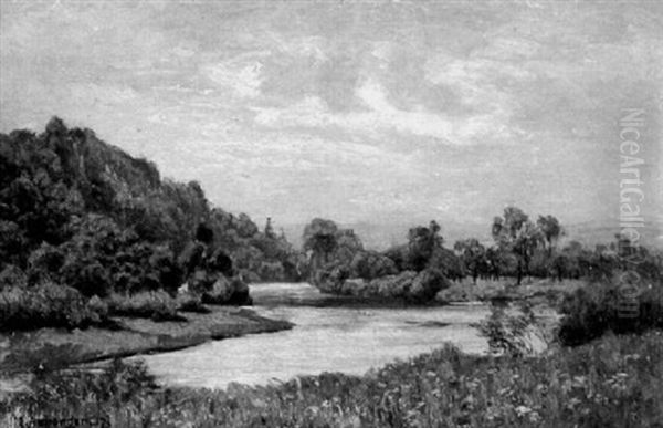 Flusslandschaft Oil Painting by Max Asperger