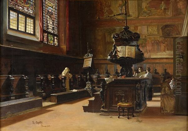 Scriptorium In Florenz Oil Painting by Antonio Maria Aspettati