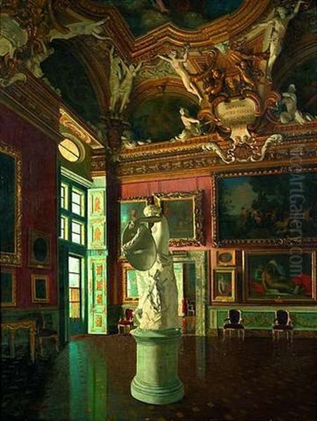 Blick In Die Sala Di Giove Der Galleria Palatina Im Palazzo Pitti In Florenz Oil Painting by Antonio Maria Aspettati