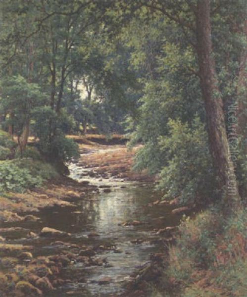 Wooded River Landscape (the Lune Valley?) Oil Painting by Reginald Aspinwall