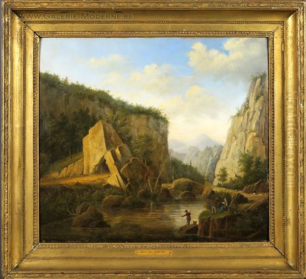 Paysage De Montagne Avec Pecheurs Oil Painting by Hendrick Van Assche