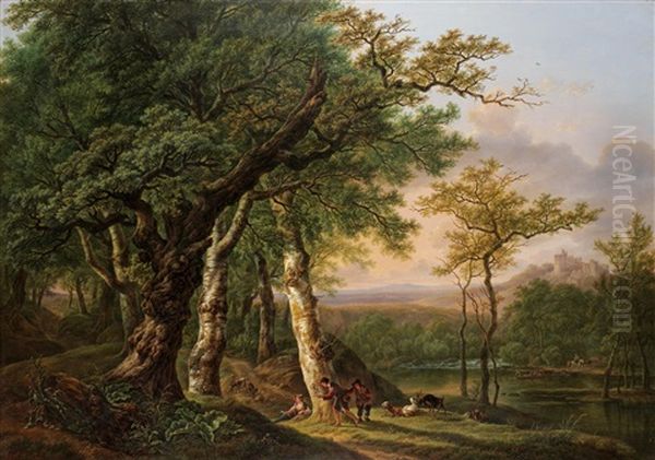 Landscape With Figures Oil Painting by Hendrick Van Assche