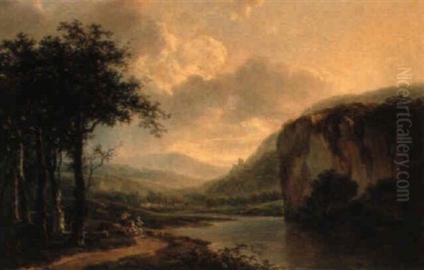 Paysage Anime Avec Riviere Oil Painting by Hendrick Van Assche