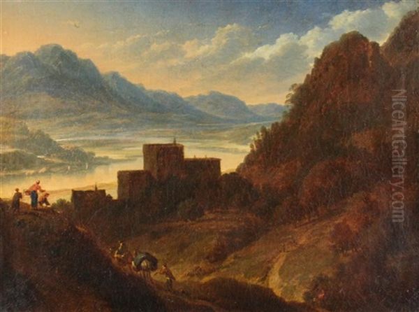 Italianate Landscape With Figures In The Foreground Oil Painting by Jan Asselijn