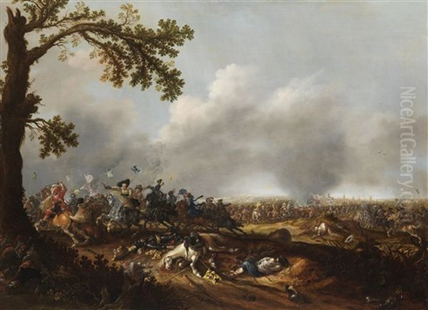 Schlacht Bei Lutzen 1632 Mit Konig Gustav Adolf Von Schweden Oil Painting by Jan Asselijn