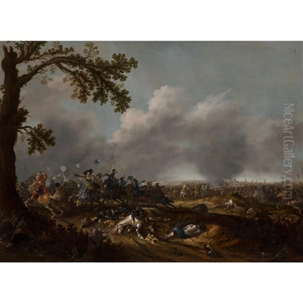 La Bataille De Lutzen Du Roi Gustave Ii Adolphe De, Suede Oil Painting by Jan Asselijn