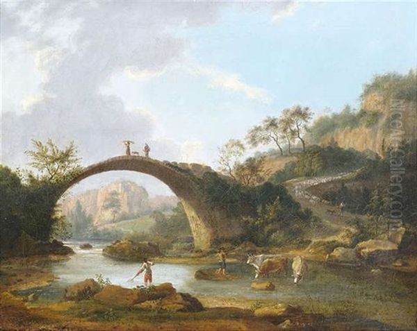 Flusslandschaft Mit Hirten Und Vieh Oil Painting by Jan Asselijn