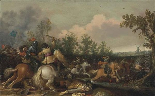 A Cavalry Skirmish Oil Painting by Jan Asselijn