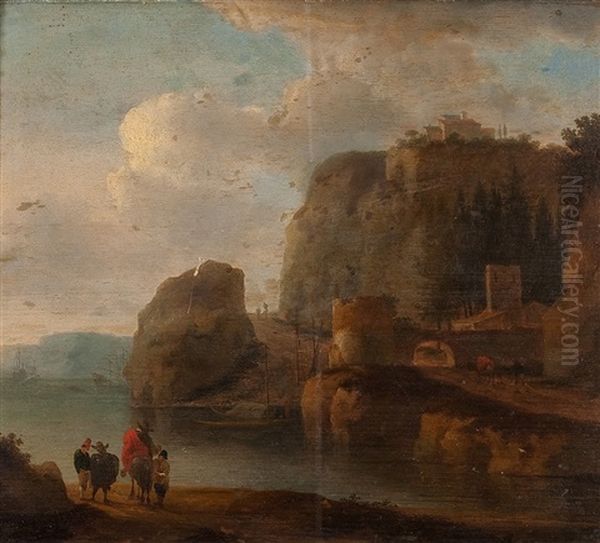 Fluslandschaft Mit Reiter Und Bauern Oil Painting by Jan Asselijn