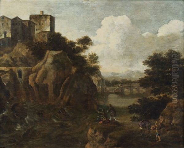 Dessinateurs Devant Un Paysage Montagneux Oil Painting by Jan Asselijn