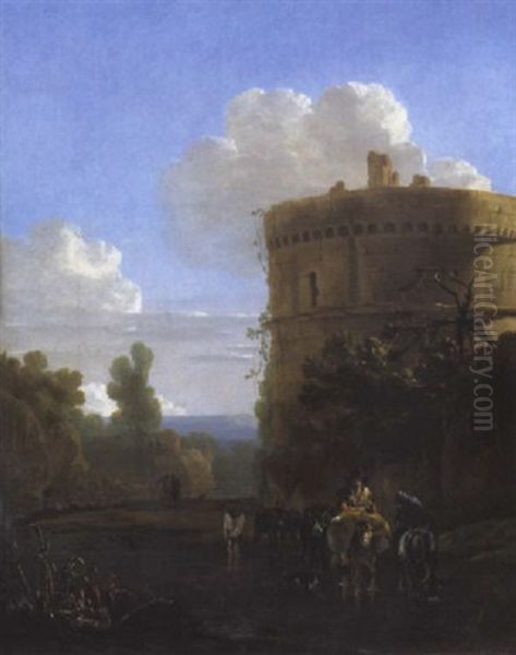 Blick Auf Das Grabmal Der Caecilia Metella Bei Rom Oil Painting by Jan Asselijn