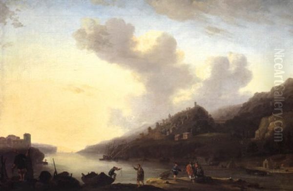 Sudliche Kustenlandschaft Mit Fischern Oil Painting by Jan Asselijn