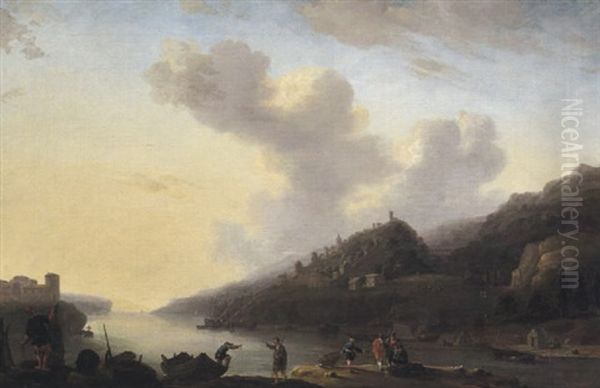 Sudliche Kustenlandschaft Mit Fischern Oil Painting by Jan Asselijn