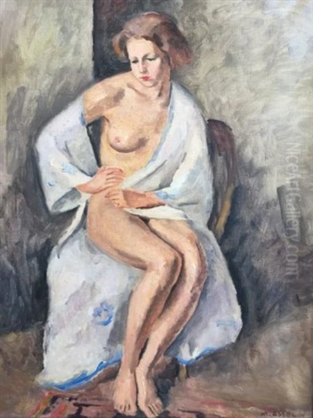 Nu Assis Au Peignoir Oil Painting by Maurice Asselin