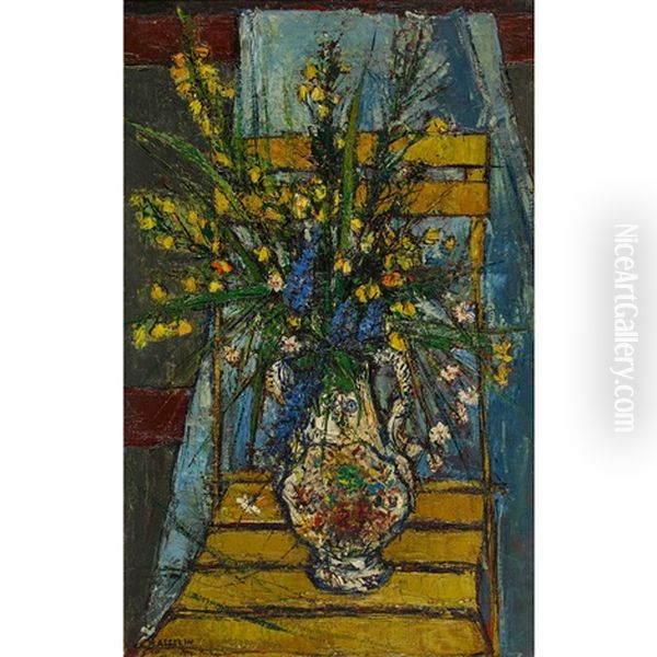 Stillleben Mit Blumenstrauss Auf Einem Gartenstuhl Oil Painting by Maurice Asselin