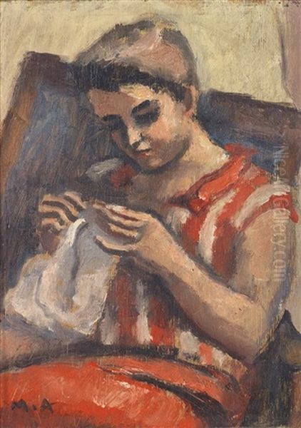 Portrait De Jeune Femme Oil Painting by Maurice Asselin