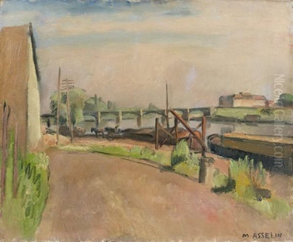 Paysage De Bord De Riviere Et Pont Oil Painting by Maurice Asselin