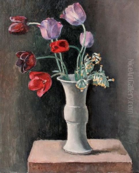 Vase De Tulipes Oil Painting by Maurice Asselin