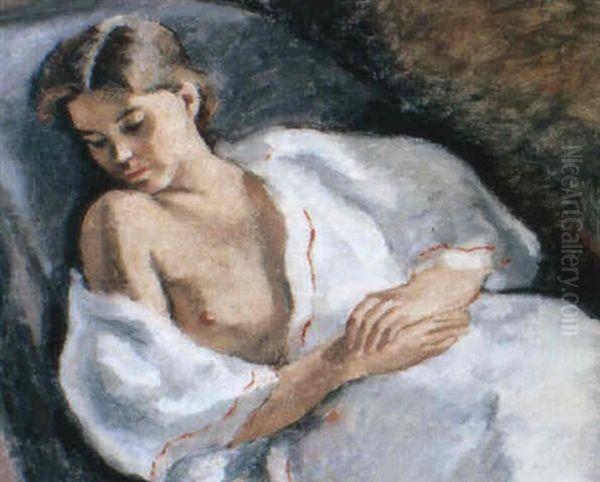 Jeune Fille A La Poitrine Denudee Oil Painting by Maurice Asselin