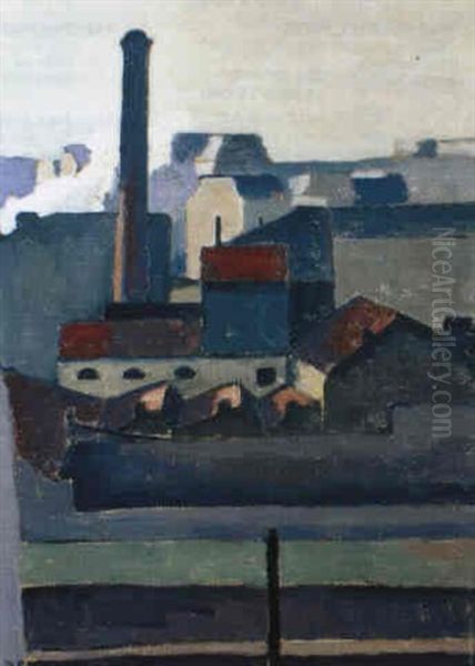 Usine Et Cheminee En Bleu Oil Painting by Maurice Asselin