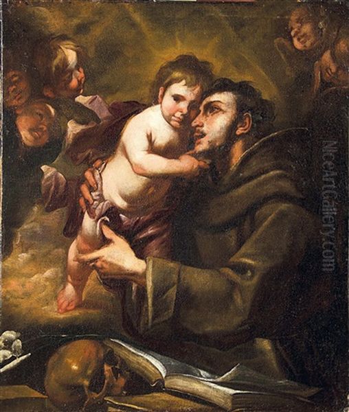 S.antonio Da Padova Con Il Bambino Gesu Oil Painting by Gioacchino Assereto