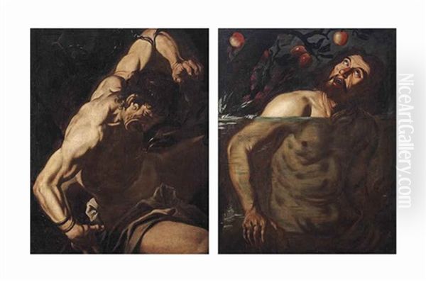 Prometheus; And Tantalus Oil Painting by Gioacchino Assereto