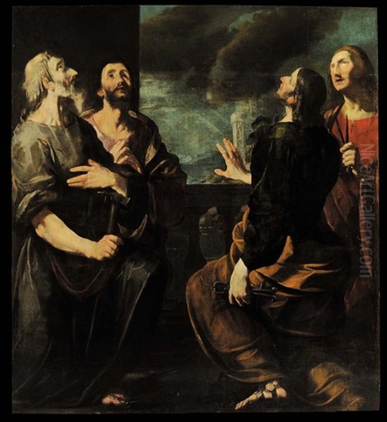 I Santi Quattro Coronati, Maestri Di Pietra E Legname Oil Painting by Gioacchino Assereto