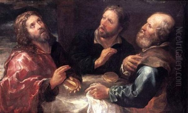 Les Pelerins D'emmaus Oil Painting by Gioacchino Assereto