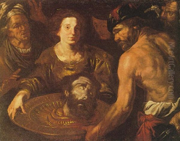 Salome Con La Testa Del Battista E Altre Figure Oil Painting by Gioacchino Assereto