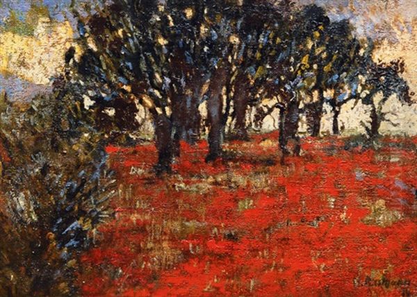 Field Of Poppies Oil Painting by Heinrich Assmann