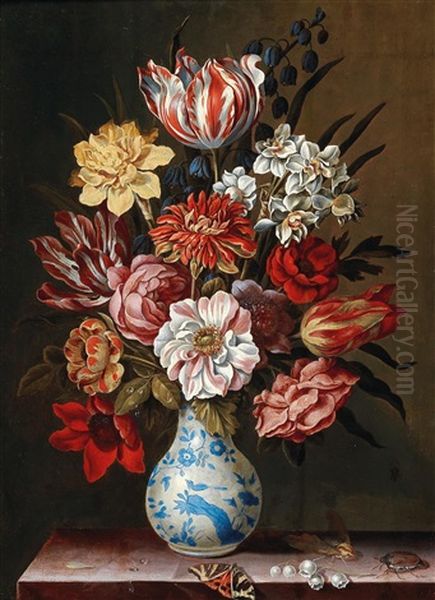 A Flower Still Life With Tulips Oil Painting by Bartholomeus Assteyn