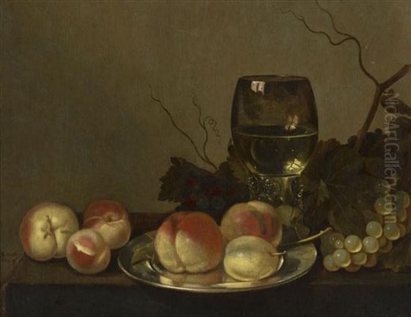 Still Life With Fruit And Wine Oil Painting by Bartholomeus Assteyn