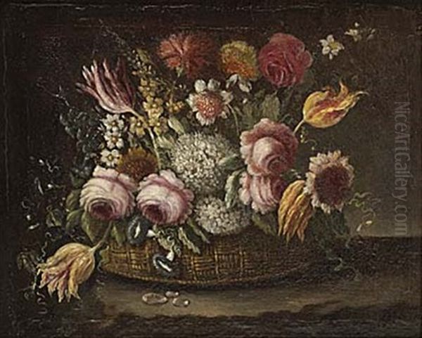 Blomsterkorg by Bartholomeus Assteyn