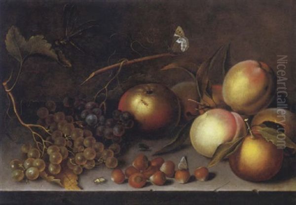 Nature Morte Aux Peches, Oranges Et Une Pomme Oil Painting by Bartholomeus Assteyn