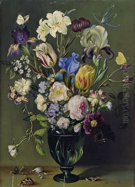 Blumenstilleben Mit Tulpen, Lilien, Rosen Und Nelken Oil Painting by Balthasar Van Der Ast