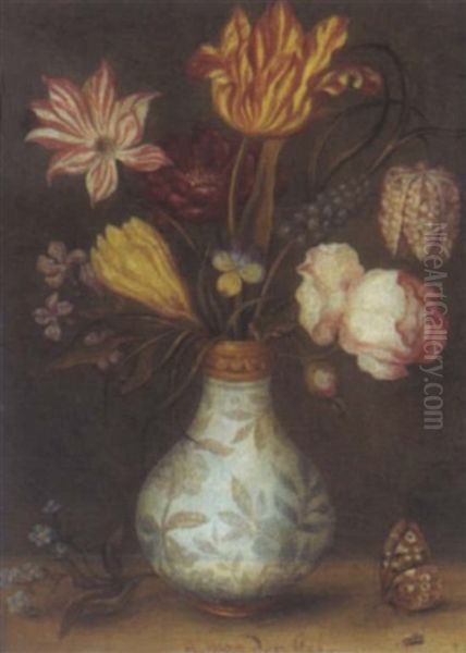 Blumenstraus In Einer Blauen Chinesischen Vase Oil Painting by Balthasar Van Der Ast