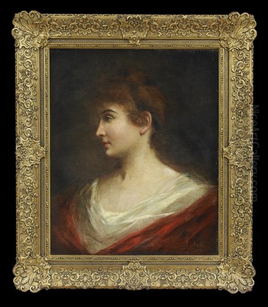 Portrait Of A Red-haired Lady Oil Painting by Angelo Asti