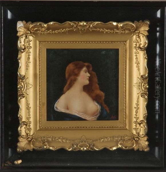 Portrait Of Red Haired Woman Oil Painting by Angelo Asti