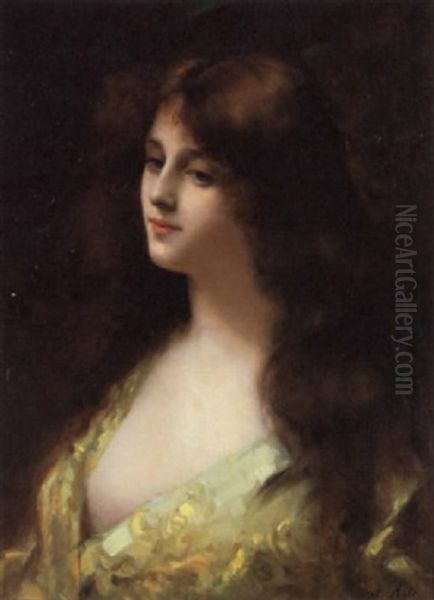 A Young Beauty Oil Painting by Angelo Asti