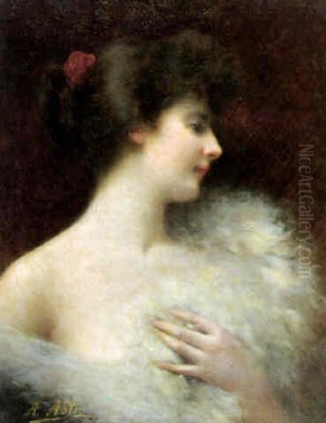 An Elegant Lady Oil Painting by Angelo Asti