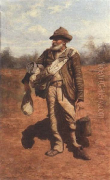 A Swagman On A Bush Road Oil Painting by Charles E. Astley