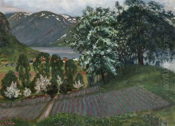 June Night, The Vicarage Garden Oil Painting by Nikolai Johannes Astrup