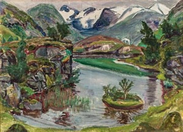 Landskap Oil Painting by Nikolai Johannes Astrup