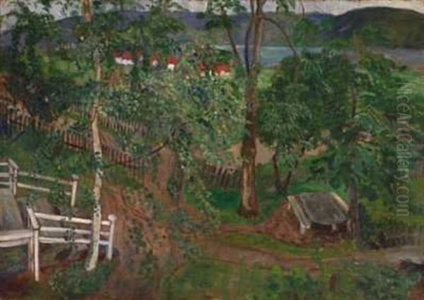 Stenbordet I Prestegardshagen Oil Painting by Nikolai Johannes Astrup