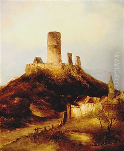 Godesburg View With Castle Oil Painting by Nicolai Von Astudin