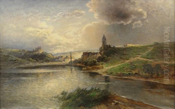 Blick Auf Ulmen In Der Eifel Bei Aufziehendem Regen Oil Painting by Nicolai Von Astudin