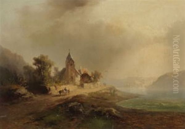 Kirche Am Gebirgssee Oil Painting by Nicolai Von Astudin