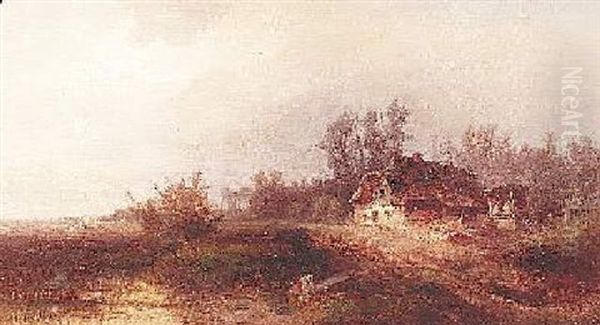 Bauernkate In Herbstlicher Niederrheinlandschaft Oil Painting by Nicolai Von Astudin