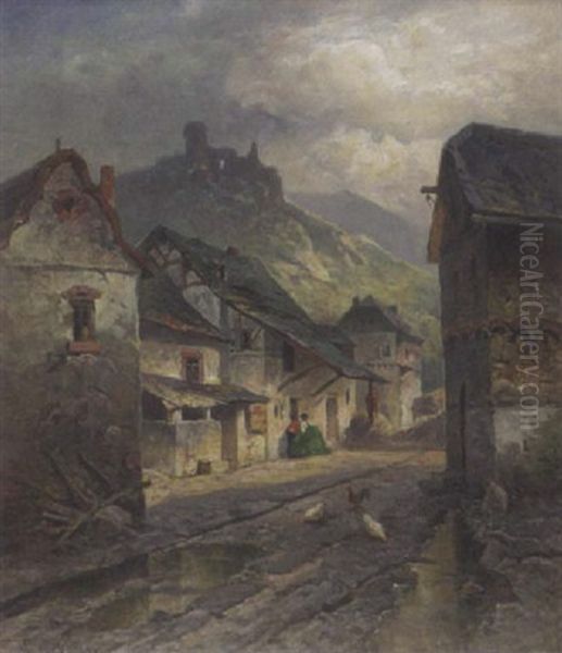 Dorf Am Oberrhein Nach Dem Gewitter Oil Painting by Nicolai Von Astudin