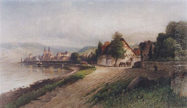 Stadtchen Am See Oil Painting by Nicolai Von Astudin